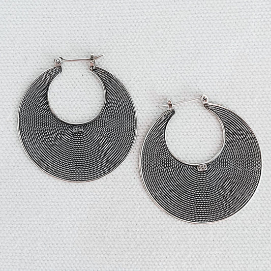 Balinese boho chic hoops made of sterling silver