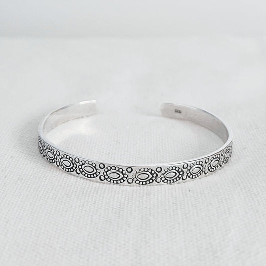 Boho chic bangle bracelet made of genuine sterling silver