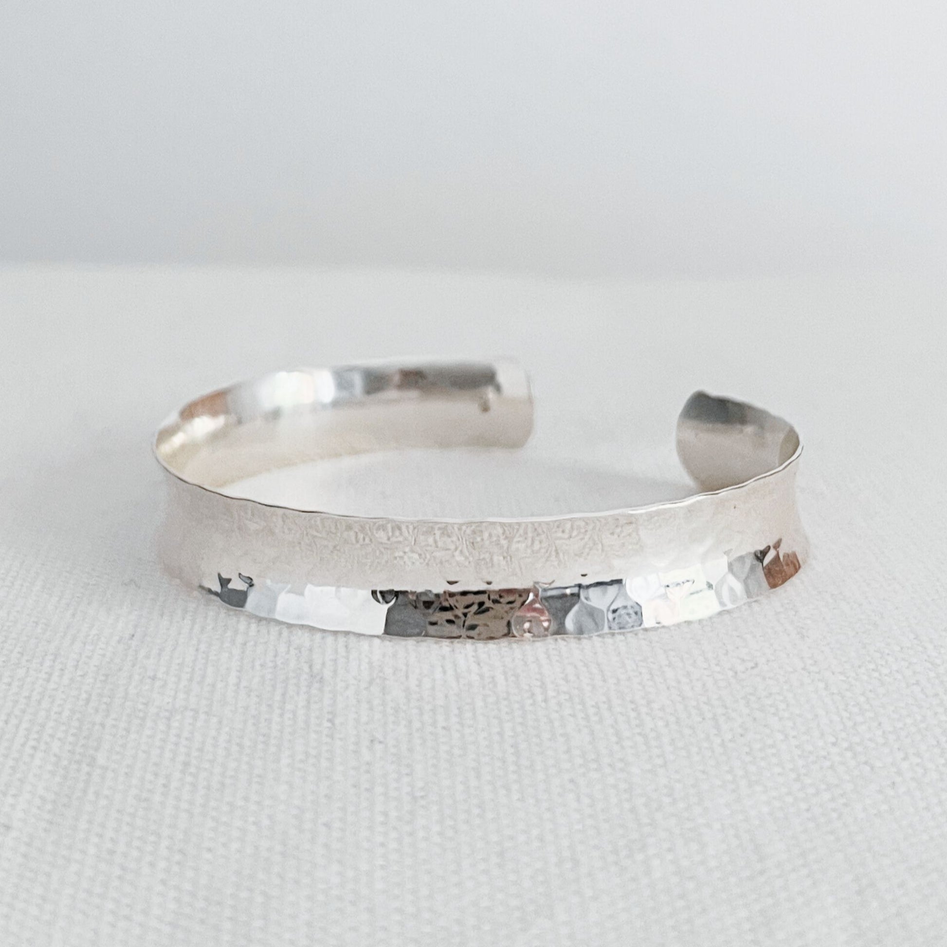 Hammered to shine finish bohemian boho chic bangle made of sterling silver